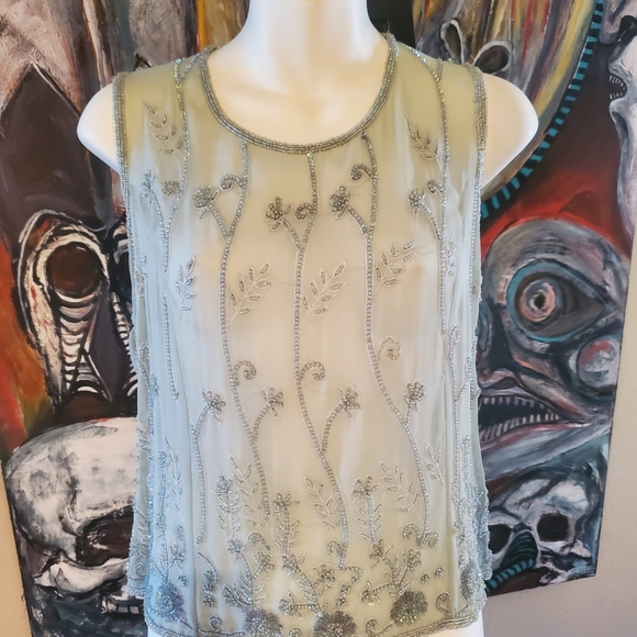 Sea Foam Beaded Blouse - Picture 1 of 4